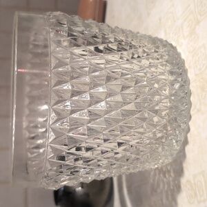Vintage Diamond Cut Pressed Indian Glass Ice Bucket